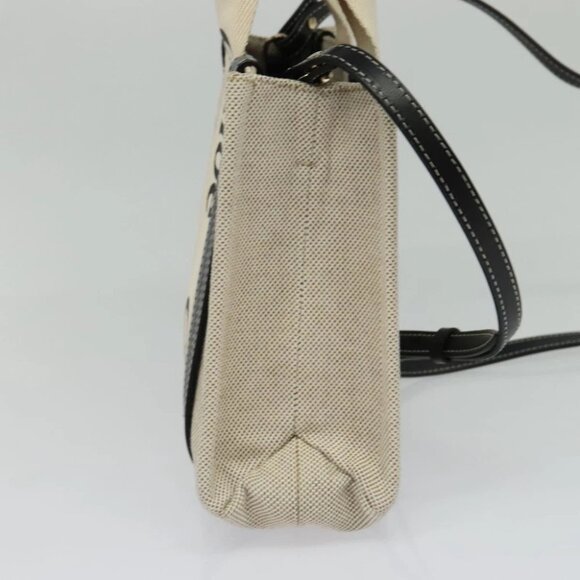 Chloe Woody Small Hand Bag Canvas 2way Beige Silver Auth am8330 - Picture 6 of 16